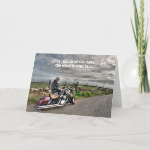 Äldre Biker Motorcykelns födelsedag Kort