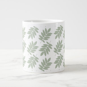 Äldre blad mönster Grön+Vit Jumbo Mugg