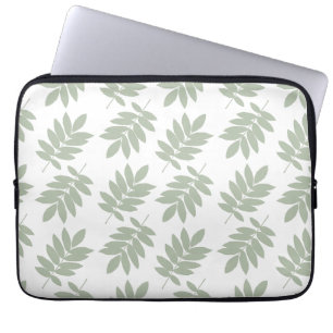 Äldre blad mönster Grön+Vit Laptop Fodral