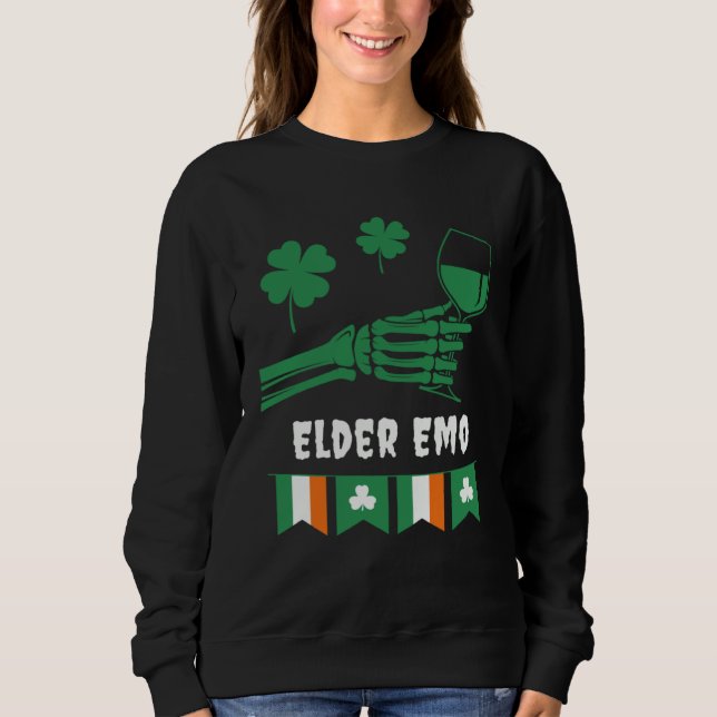 Äldre Emo Goth St Patrick's Day Gotisk Vin Drick T Shirt (Framsida)