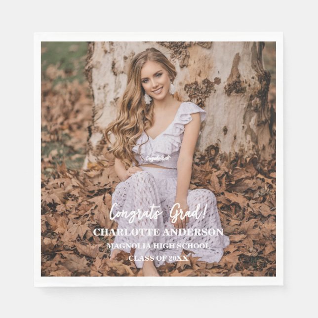 Äldre Grattis Examens Foto Pappersservett (Framsidan)