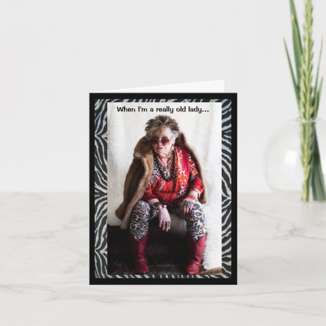 Äldre, humant växande, mappat gratulationskort kort (Framsida)