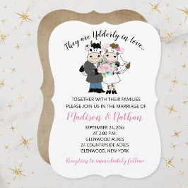 Äldre i Kärlek Cow Couple Bride och Groom Bröllop Inbjudningar