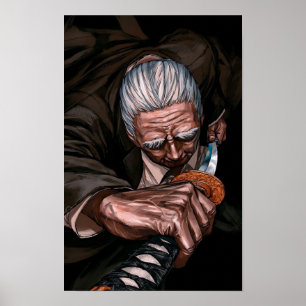 Äldre krigare med svärd poster