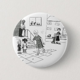 Äldre kvinnaöverhopp som leker hopscotch med ungar knapp