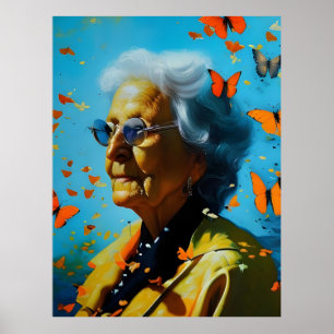 Äldre kvinnor med fjärilar poster