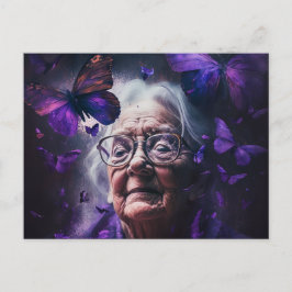 Äldre kvinnor och Lila Butterflies Vykort