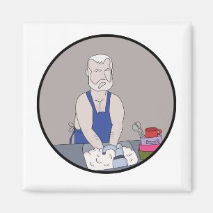 Äldre man som tvättar diskarna magnet