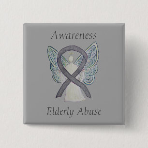 Äldre Missbruksmedvetande Silver Angel Ribbon Pin Knapp