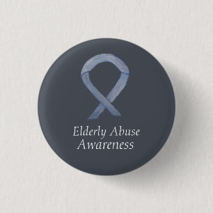 Äldre Missbruksmedvetande Silver Ribbon Anpassning Knapp