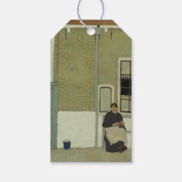 Äldre nederländare, Woman, Front of her House Presentetikett