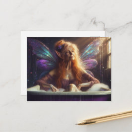 Äldre sagoväsen kvinna i bubbelbadet vykort