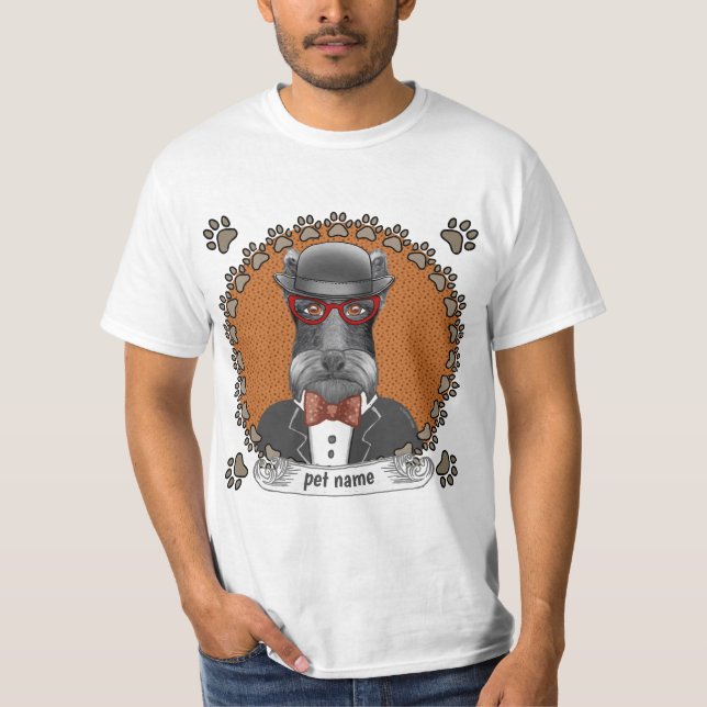 Äldre Schnauzer Glasögon T Shirt (Framsida)