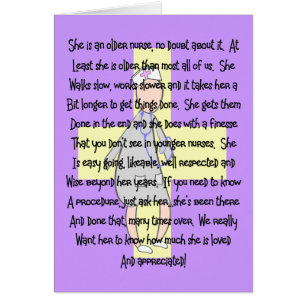 Äldre sjuksköterska & avgå---Gillandegåvor Hälsningskort