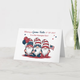 Äldre Son Fjärde juli Cute Patriotic Gnomes Kort