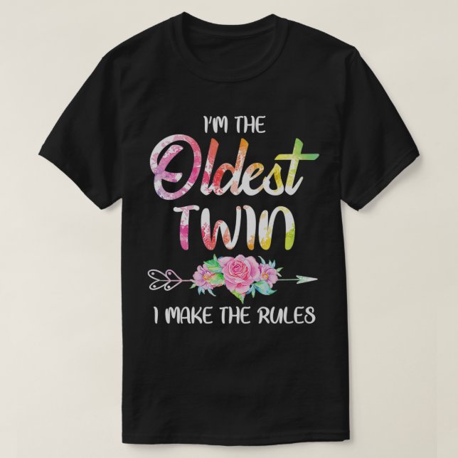 Äldre två Syskon-födelsedag - praktiska Twillingar T Shirt (Design framsida)