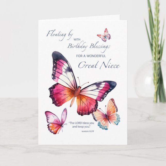 Äldre Underbar Niece Religiösa Birthday Butterflie Kort (Framsida)