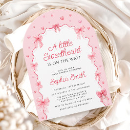 Äldre Valentineser Rosa Bow Baby Shower Inbjudningar