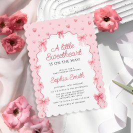 Äldre Valentineser Rosa Bow Baby Shower Inbjudningar