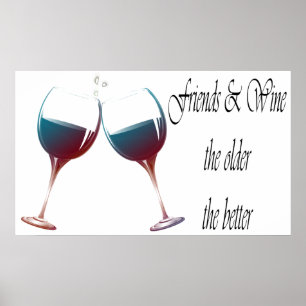 Äldre vänner och vin det bättre roliga trycket poster