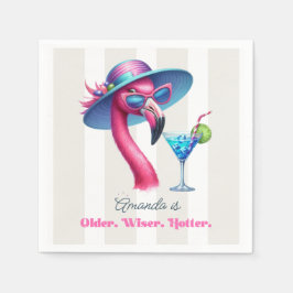 Äldre Visare Hetare Hot Pink Flamingo Födelsedag Pappersservett