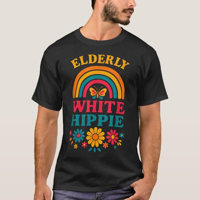 Äldre vit Hippie Hippy Konstig gammal T Shirt (Framsida)
