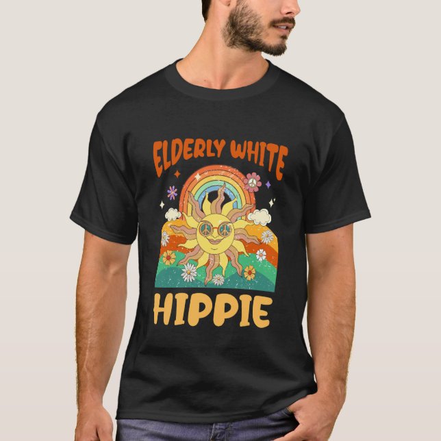Äldre Vit Hippie T Shirt (Framsida)