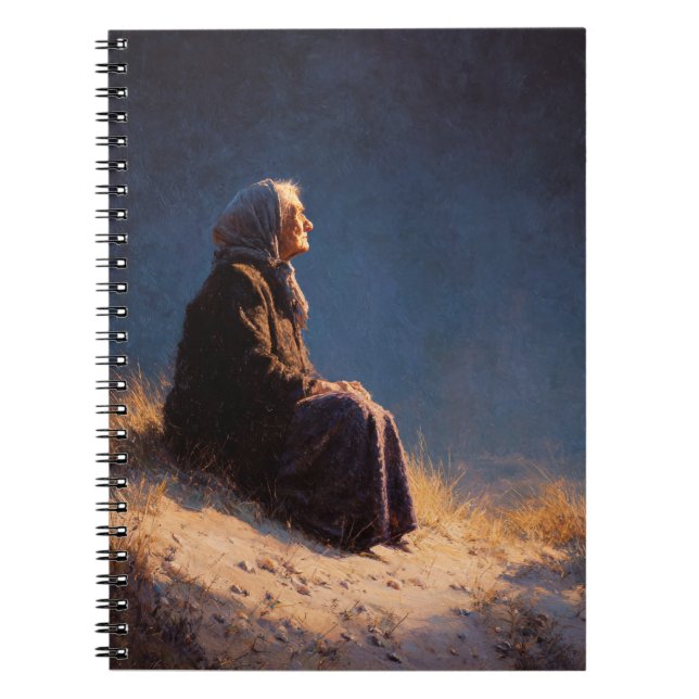 Äldre Woman Sunset Reflection Notebook Anteckningsbok (Framsidan)