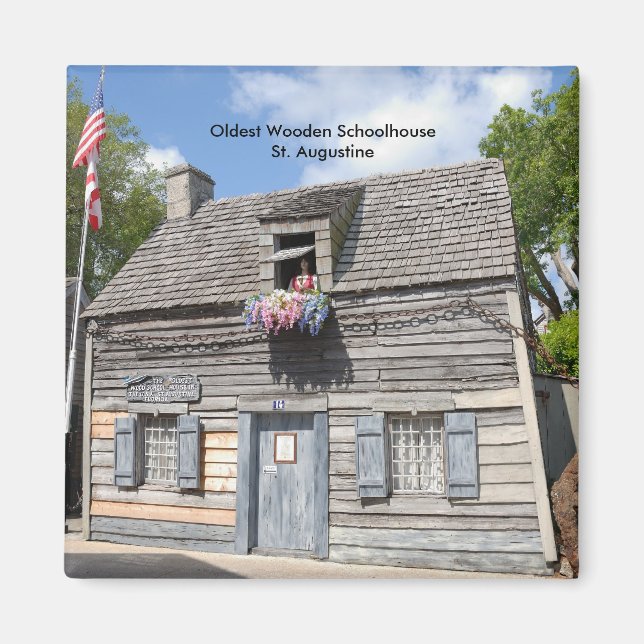 Äldre Wooden Schoolhouse St Augustine Magnet (Framsidan)