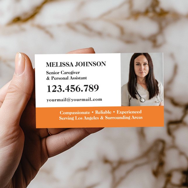 Äldreomsorg Hemtjänst ORANGE FOTO Visitkort (Skapare uppladdad)