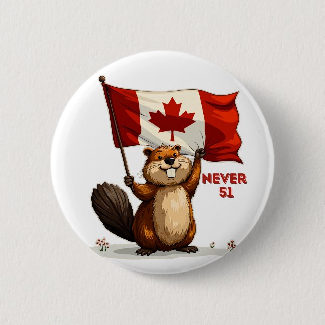 Aldrig 51, Beaver, Canadian Flagga Maple Löv Knapp (Framsida)