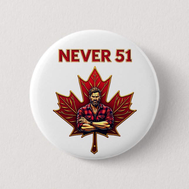 Aldrig 51, Canada Flagga Maple Löv, Canadian Man Knapp (Framsida)