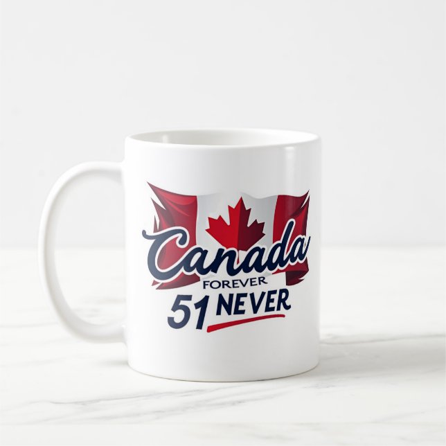 Aldrig 51, Canada Forever, Canadian Flagga Maple L Kaffemugg (Vänster)