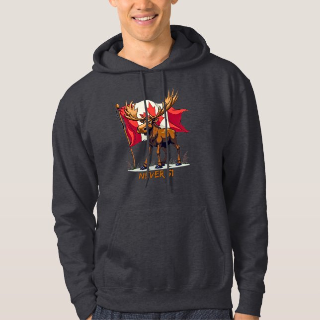 Aldrig 51, Moose, Canada Flagga Maple Löv Hoodie (Framsida)