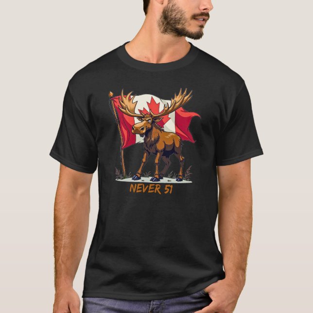 Aldrig 51, Moose, Canada Flagga Maple Löv T Shirt (Framsida)