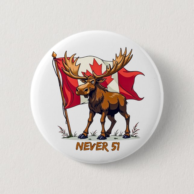 Aldrig 51, Moose, Canadian Flagga Maple Löv Knapp (Framsida)