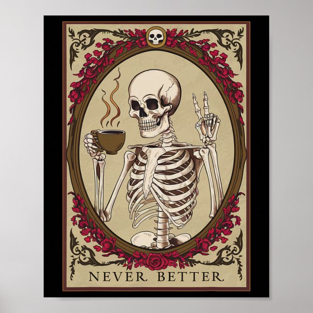 Aldrig bättre än För manar Skull Halloween Poster (Framsidan)