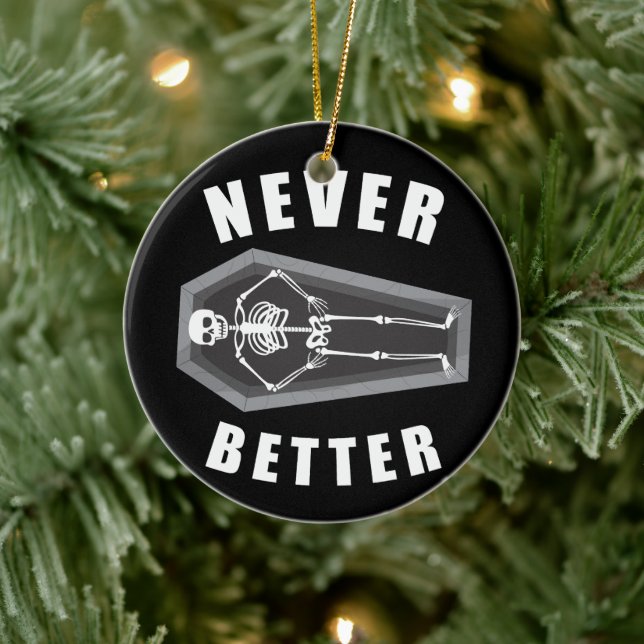 Aldrig Bättre Död Inuti Skelett Halloween Julgransprydnad Keramik (Träd)
