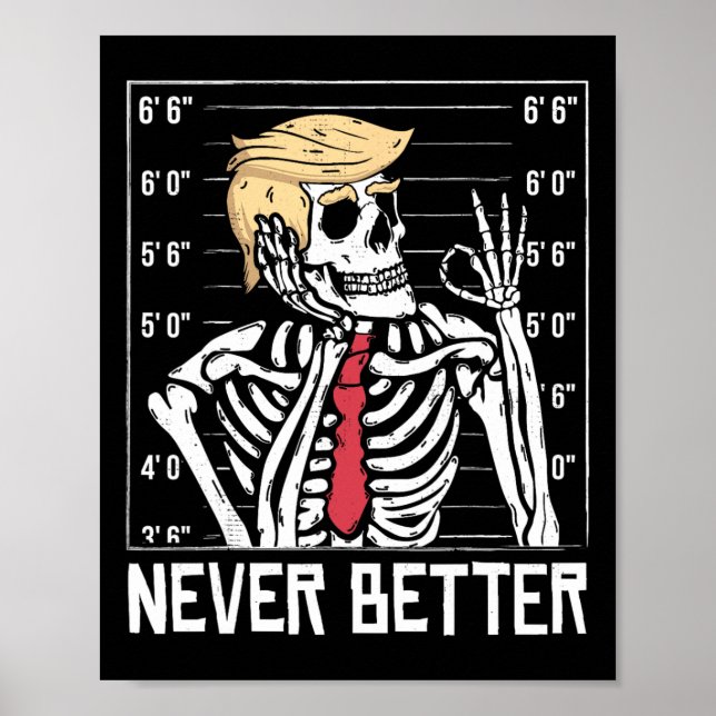 Aldrig bättre funny Skeleton Mugshot America Hallo Poster (Framsidan)