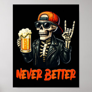 Aldrig bättre Skeleton Sten Hand Halloween Costume Poster