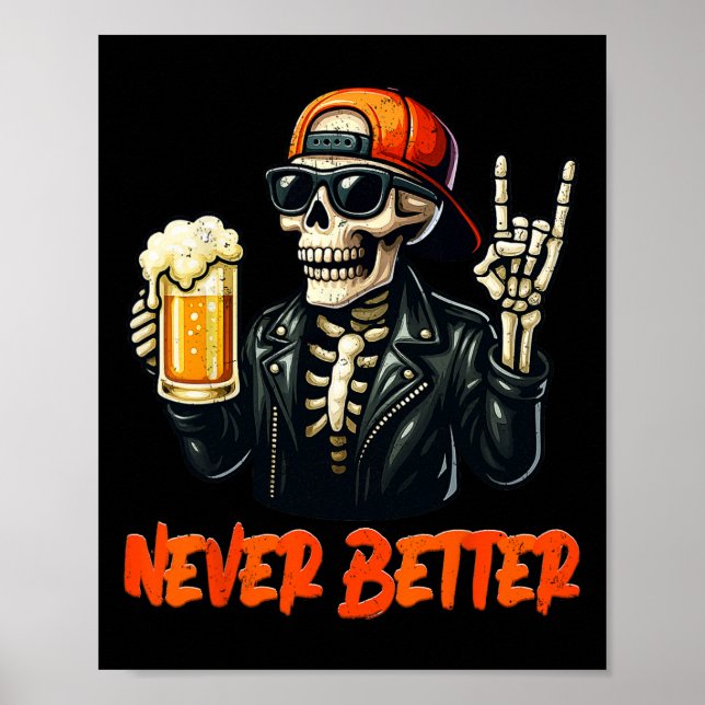 Aldrig bättre Skeleton Sten Hand Halloween Costume Poster (Framsidan)