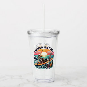 Aldrig bättre - Skeleton Surfing Sunset Wave Desig Take Away Mugg