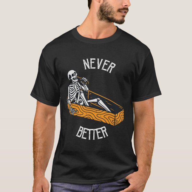 Aldrig bättre Skulleton i kaffet Hallowee T Shirt (Framsida)