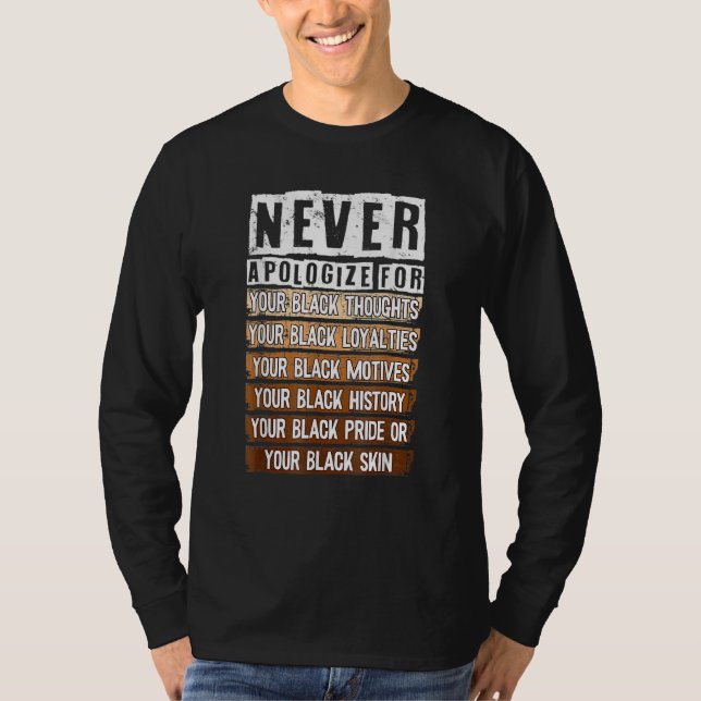 Aldrig Be om ursäkt Svarta historiemånaden BLM Mel T Shirt (Framsida)