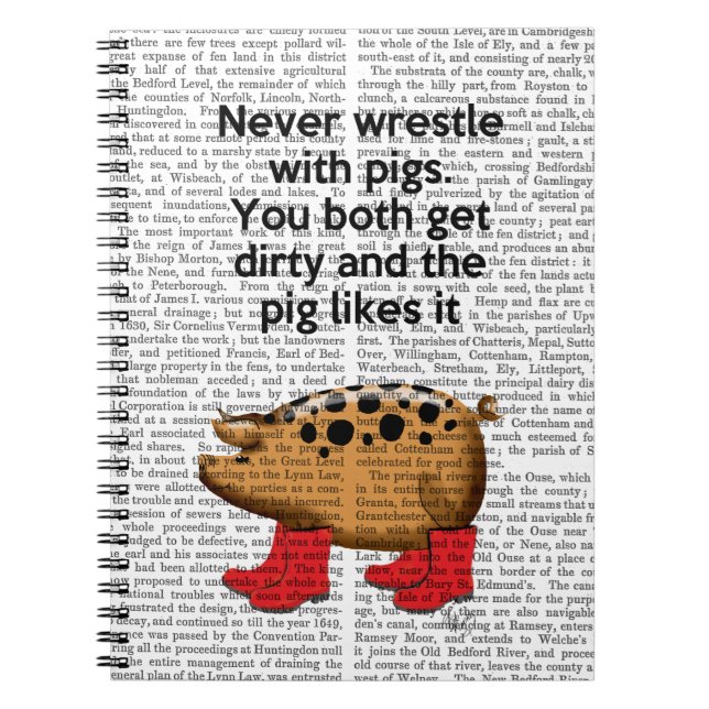 Aldrig brottas med Grisar Anteckningsbok (Framsidan)