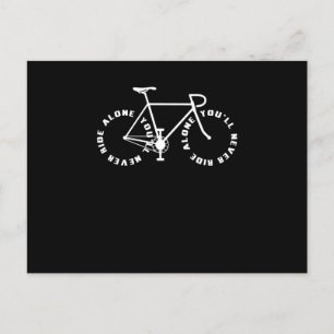 Aldrig cykla ensam cykel cyklister vykort