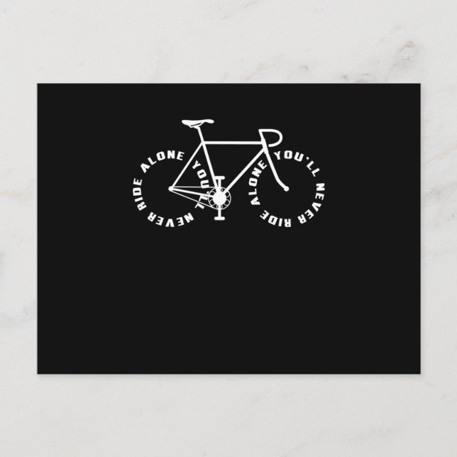 Aldrig cykla ensam cykel cyklister vykort (Framsida)