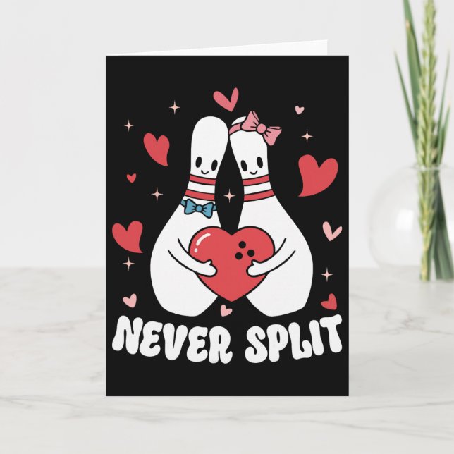 Aldrig Dela Bowlingkäglor Alla hjärtans dag Par Sö Kort (Framsida)