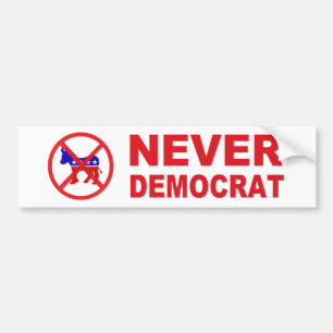 Aldrig demokrat bildekal