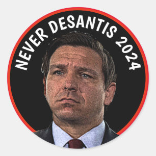 Aldrig DeSantis 2024 Runt Klistermärke